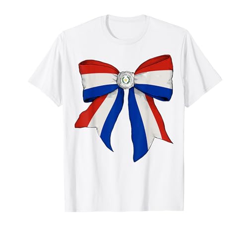 Paraguay Paraguayische Pride Flagge Mädchen Kokette Schleife Band T-Shirt Paraguay Paraguayische Pride Flagge Mädchen Kokette Schleife Band T-Shirt von Womens Coquette Bow Paraguay Heritage Flag Gifts