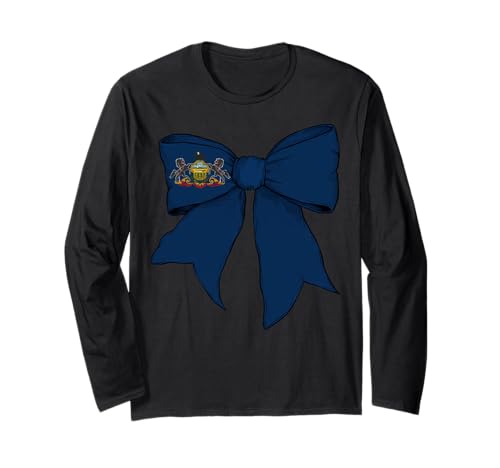 Kokettenschleifenband für Mädchen, Flagge des Bundesstaates Pennsylvania Langarmshirt von Womens Coquette Bow Pennsylvania Heritage Gifts
