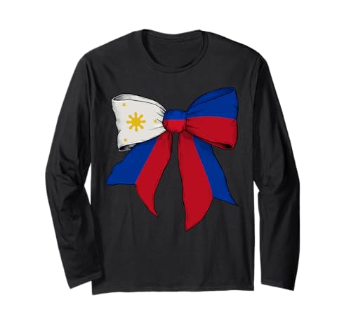 Philippinen Filipino Filipina Pride Flag Girl Coquette Bow Langarmshirt Philippinen Filipino Filipina Pride Flag Girl Coquette Bow Langarmshirt von Womens Coquette Bow Philippines Heritage Gifts
