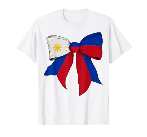 Philippinen Filipino Filipina Pride Flag Girl Coquette Bow T-Shirt Philippinen Filipino Filipina Pride Flag Girl Coquette Bow T-Shirt von Womens Coquette Bow Philippines Heritage Gifts