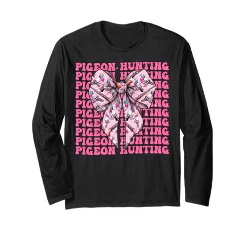 Taubenjäger Taubenjagd Mädchen Kokette Schleife Rosa Band Langarmshirt von Womens Coquette Bow Pigeon Hunter Hunting Gifts
