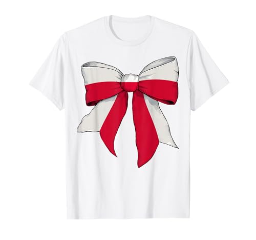 Polen Pole Pride Flag Girl Coquette Bow Ribbon T-Shirt Polen Pole Pride Flag Girl Coquette Bow Ribbon T-Shirt von Womens Coquette Bow Poland Heritage Flag Gifts
