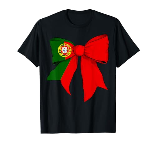 Portugal Portugiesische Flagge Mädchen Kokette Schleife Band T-Shirt von Womens Coquette Bow Portugal Heritage Flag Gifts