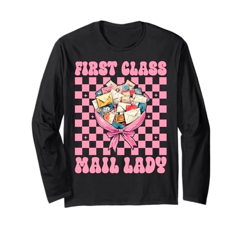 First Class Mail Lady Postangestellter Postträger Mädchen Mama Langarmshirt von Womens Coquette Bow Postal Worker Mail Lady Gifts