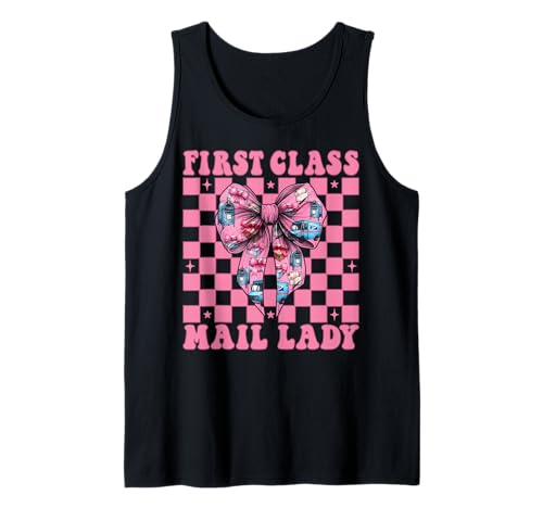 First Class Mail Lady Postangestellter Postträger Mädchen Mama Tank Top von Womens Coquette Bow Postal Worker Mail Lady Gifts