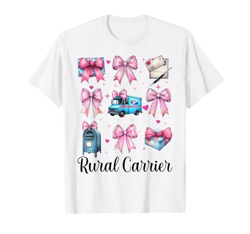 Landträger Postangestellter Postträger Post Lady Girl Mama T-Shirt Landträger Postangestellter Postträger Post Lady Girl Mama T-Shirt von Womens Coquette Bow Postal Worker Mail Lady Gifts