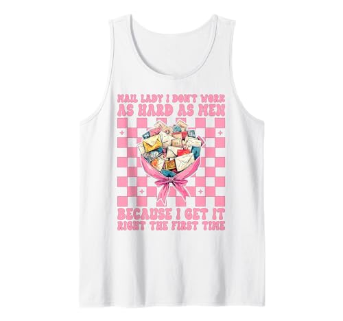 Mail Lady I Don't Work As Hard As Men Postarbeiter Kokette Tank Top von Womens Coquette Bow Postal Worker Mail Lady Gifts