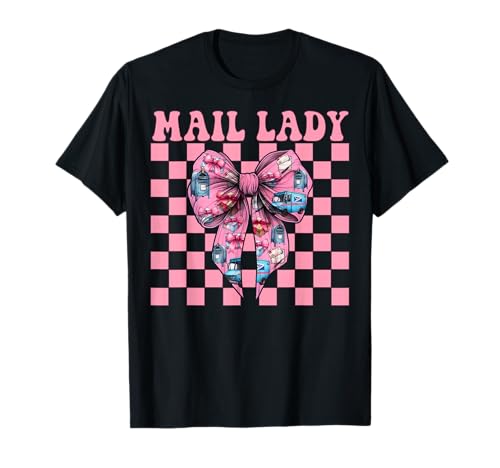 Mail Lady Postangestellter Postträger Mädchen Mama Kokette Schleife T-Shirt von Womens Coquette Bow Postal Worker Mail Lady Gifts
