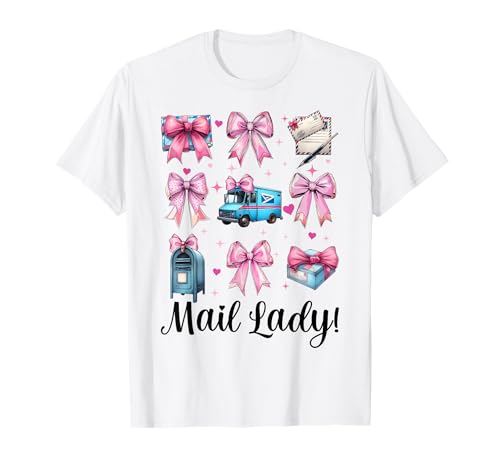 Mail Lady! Postangestellter Postträger Mädchen Mama Kokette Schleife T-Shirt von Womens Coquette Bow Postal Worker Mail Lady Gifts