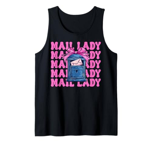 Mail Lady! Postangestellter Postträger Mädchen Mama Kokette Schleife Tank Top von Womens Coquette Bow Postal Worker Mail Lady Gifts