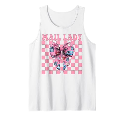Mail Lady Postangestellter Postträger Mädchen Mama Kokette Schleife Tank Top von Womens Coquette Bow Postal Worker Mail Lady Gifts