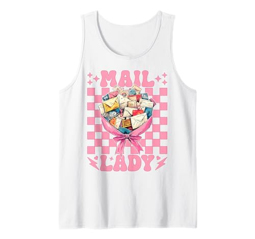 Mail Lady! Postangestellter Postträger Mädchen Mama Kokette Schleife Tank Top von Womens Coquette Bow Postal Worker Mail Lady Gifts