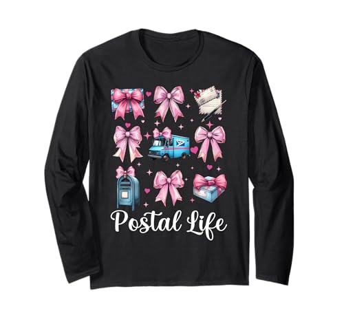 Postal Life Postangestellter Postträger Post Lady Girl Mom Langarmshirt von Womens Coquette Bow Postal Worker Mail Lady Gifts