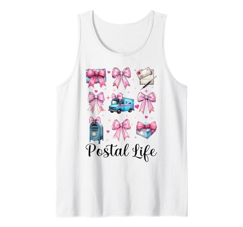 Postal Life Postangestellter Postträger Post Lady Girl Mom Tank Top von Womens Coquette Bow Postal Worker Mail Lady Gifts