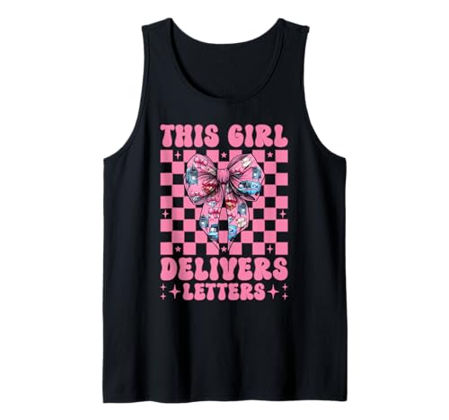 Postangestellter Postträger Dieses Mädchen liefert Briefe Tank Top von Womens Coquette Bow Postal Worker Mail Lady Gifts