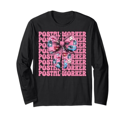 Postangestellter Postträger Post Lady Girl Mom Kokette Schleife Langarmshirt von Womens Coquette Bow Postal Worker Mail Lady Gifts
