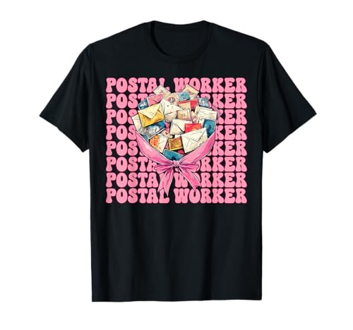 Postangestellter Postträger Post Lady Girl Mom Kokette Schleife T-Shirt von Womens Coquette Bow Postal Worker Mail Lady Gifts