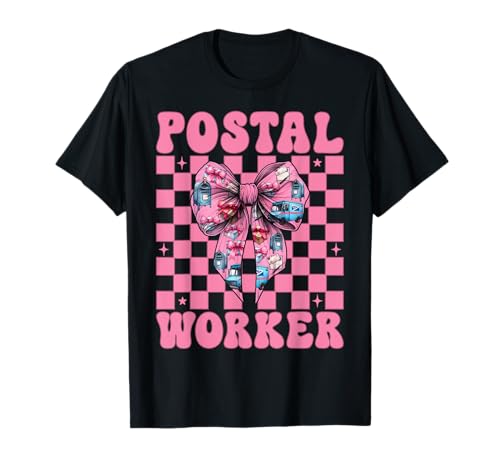 Postangestellter Postträger Post Lady Girl Mom Kokette Schleife T-Shirt von Womens Coquette Bow Postal Worker Mail Lady Gifts