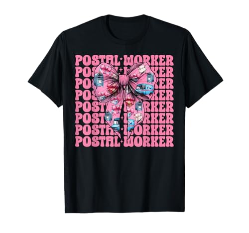 Postangestellter Postträger Post Lady Girl Mom Kokette Schleife T-Shirt von Womens Coquette Bow Postal Worker Mail Lady Gifts