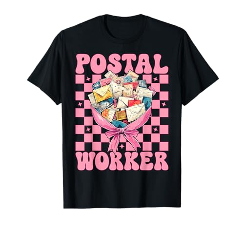 Postangestellter Postträger Post Lady Girl Mom Kokette Schleife T-Shirt von Womens Coquette Bow Postal Worker Mail Lady Gifts