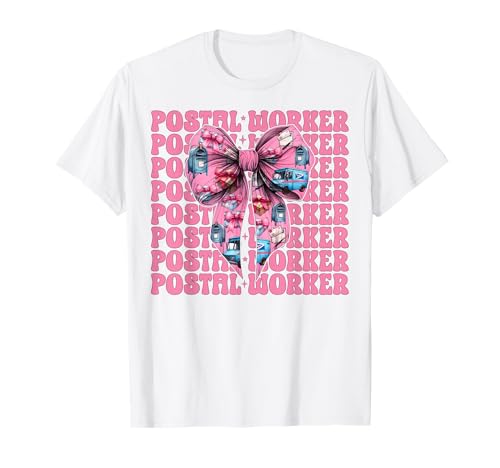 Postangestellter Postträger Post Lady Girl Mom Kokette Schleife T-Shirt Postangestellter Postträger Post Lady Girl Mom Kokette Schleife T-Shirt von Womens Coquette Bow Postal Worker Mail Lady Gifts