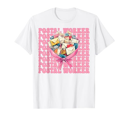 Postangestellter Postträger Post Lady Girl Mom Kokette Schleife T-Shirt von Womens Coquette Bow Postal Worker Mail Lady Gifts