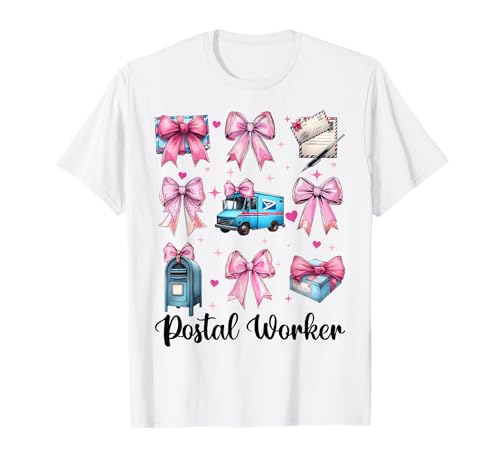 Postangestellter Postträger Post Lady Girl Mom Kokette Schleife T-Shirt von Womens Coquette Bow Postal Worker Mail Lady Gifts