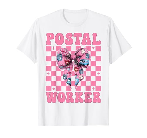Postangestellter Postträger Post Lady Girl Mom Kokette Schleife T-Shirt Postangestellter Postträger Post Lady Girl Mom Kokette Schleife T-Shirt von Womens Coquette Bow Postal Worker Mail Lady Gifts