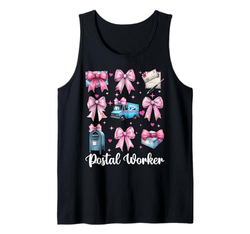 Postangestellter Postträger Post Lady Girl Mom Kokette Schleife Tank Top von Womens Coquette Bow Postal Worker Mail Lady Gifts