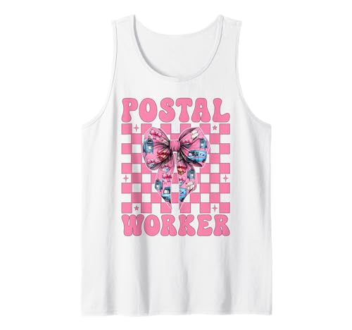 Postangestellter Postträger Post Lady Girl Mom Kokette Schleife Tank Top von Womens Coquette Bow Postal Worker Mail Lady Gifts