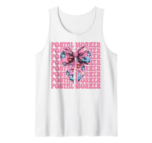 Postangestellter Postträger Post Lady Girl Mom Kokette Schleife Tank Top von Womens Coquette Bow Postal Worker Mail Lady Gifts