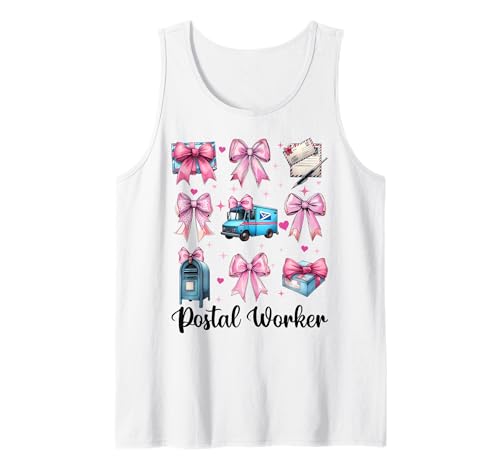 Postangestellter Postträger Post Lady Girl Mom Kokette Schleife Tank Top von Womens Coquette Bow Postal Worker Mail Lady Gifts