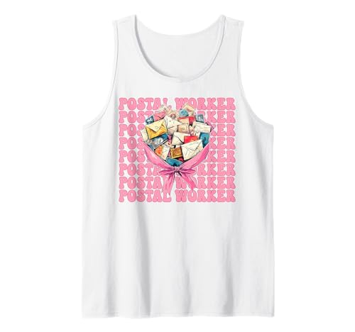 Postangestellter Postträger Post Lady Girl Mom Kokette Schleife Tank Top von Womens Coquette Bow Postal Worker Mail Lady Gifts