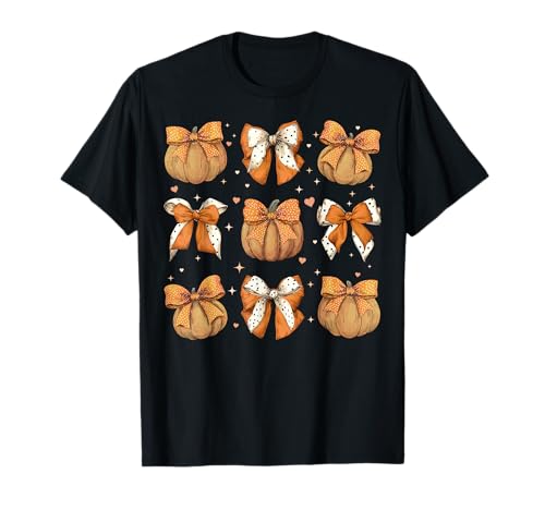 Kürbis Halloween Herbst Herbst Mädchen Kokette Schleife T-Shirt Kürbis Halloween Herbst Herbst Mädchen Kokette Schleife T-Shirt von Womens Coquette Bow Pumpkin Halloween Spooky Gifts