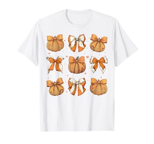 Kürbis Halloween Herbst Herbst Mädchen Kokette Schleife T-Shirt Kürbis Halloween Herbst Herbst Mädchen Kokette Schleife T-Shirt von Womens Coquette Bow Pumpkin Halloween Spooky Gifts