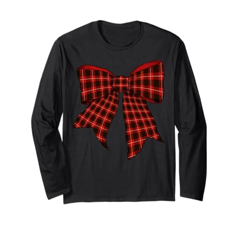 Rotes Karomuster Halloween Kostüm Mädchen Kokette Schleife Langarmshirt von Womens Coquette Bow Red Plaid Gifts