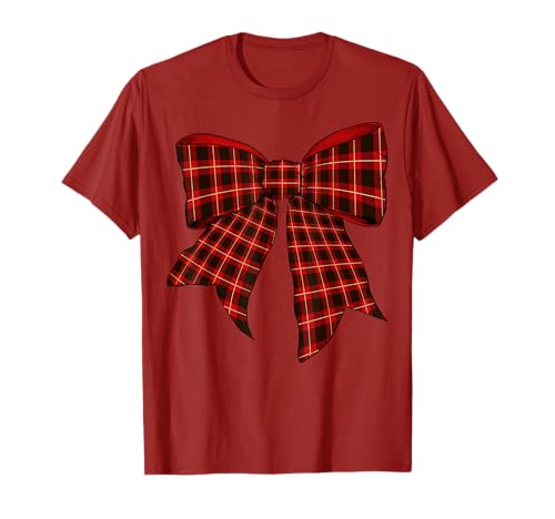 Rotes Karomuster Halloween Kostüm Mädchen Kokette Schleife T-Shirt von Womens Coquette Bow Red Plaid Gifts