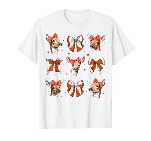 Rentier Weihnachten Weihnachtsmann Mädchen Kokette Schleife T-Shirt Rentier Weihnachten Weihnachtsmann Mädchen Kokette Schleife T-Shirt von Womens Coquette Bow Reindeer Christmas Xmas Gifts