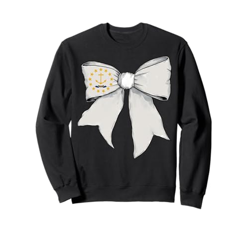 Kokettenschleifenband mit der Flagge des Bundesstaates Rhode Island für Mädchen Sweatshirt von Womens Coquette Bow Rhode Island Heritage Gifts