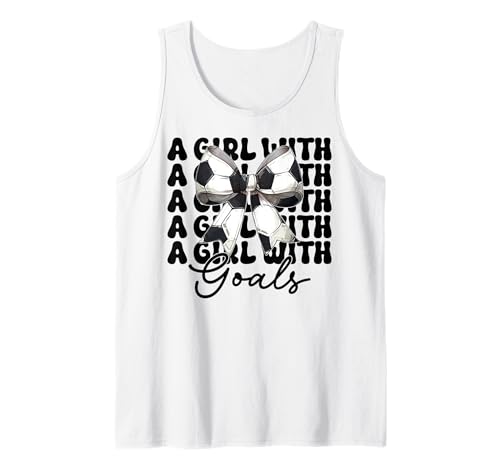A Girl With Goals Fußball-Mädchen Kokette Bogen Tank Top von Womens Coquette Bow Ribbon Soccer Player Gifts