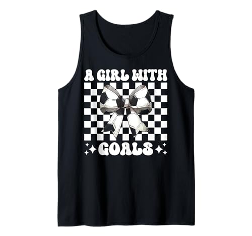 A Girl With Goals Fußball-Mädchen Kokette Bogen Tank Top von Womens Coquette Bow Ribbon Soccer Player Gifts