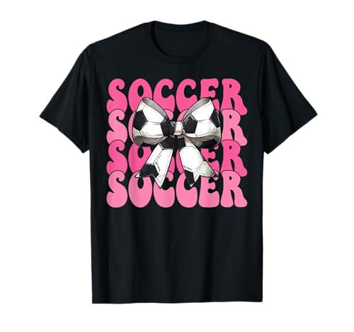 Fußball Mädchen Fußball Mama Muttertag Kokette Schleife T-Shirt von Womens Coquette Bow Ribbon Soccer Player Gifts