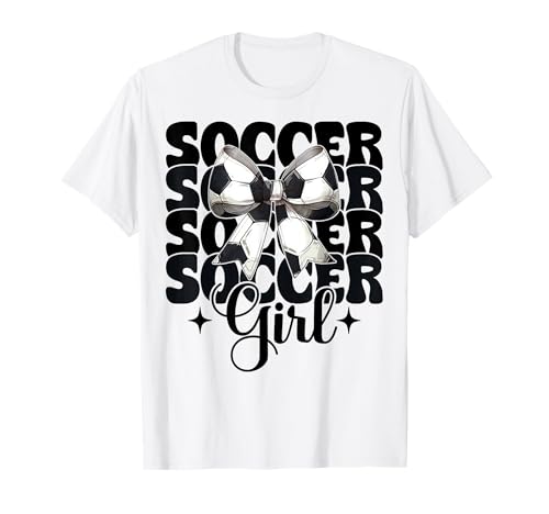 Fußball-Mädchen Kokette Schleife T-Shirt von Womens Coquette Bow Ribbon Soccer Player Gifts
