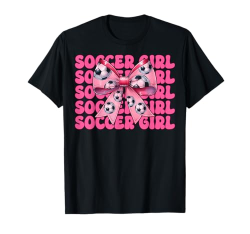 Fußball-Mädchen Kokette Schleife T-Shirt von Womens Coquette Bow Ribbon Soccer Player Gifts
