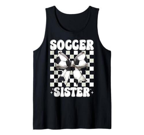 Fußball Schwester Fußball Schwester Mädchen Kokette Bogen Tank Top von Womens Coquette Bow Ribbon Soccer Player Gifts