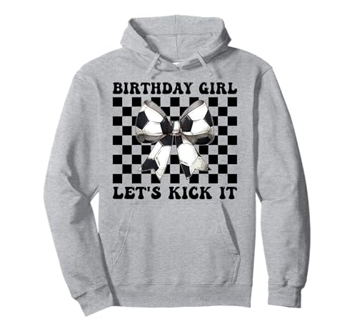 Geburtstag Mädchen Let's Kick It Soccer Girl Mom Mama Kokette Pullover Hoodie von Womens Coquette Bow Ribbon Soccer Player Gifts