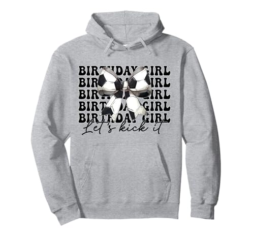 Geburtstag Mädchen Let's Kick It Soccer Girl Mom Mama Kokette Pullover Hoodie von Womens Coquette Bow Ribbon Soccer Player Gifts