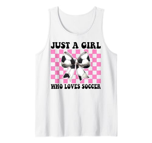 Just A Girl Who Loves Soccer Kokettschleife Tank Top von Womens Coquette Bow Ribbon Soccer Player Gifts