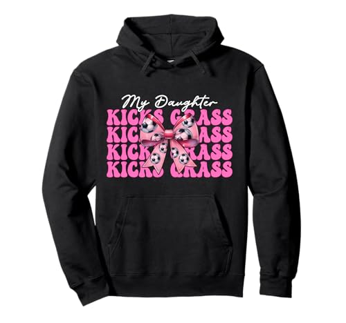 Meine Tochter kickt Grass Fußball Mama Muttertag Kokettenbogen Pullover Hoodie von Womens Coquette Bow Ribbon Soccer Player Gifts