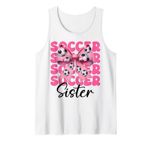 Soccer Sister Soccer Sis Girl Rosa Kokette Schleife Tank Top von Womens Coquette Bow Ribbon Soccer Player Gifts